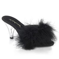 BELLE-301F Fabulicious platform marabou fur slide black matte