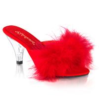 Sale BELLE-301F Fabulicious platform marabou fur slide red matte 37