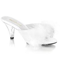 BELLE-301F Fabulicious platform marabou fur slide white matte