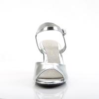 BELLE-309 sexy Fabulicious Damen Sandaletten silber Metallic transparenter Absatz
