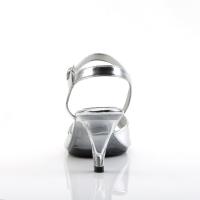 BELLE-309 sexy Fabulicious Damen Sandaletten silber Metallic transparenter Absatz