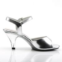 BELLE-309 sexy Fabulicious Damen Sandaletten silber Metallic transparenter Absatz