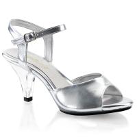 BELLE-309 sexy Fabulicious Damen Sandaletten silber Metallic transparenter Absatz