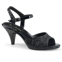 BELLE-309G chice Fabulicious Damen Sandaletten schwarz Glitter mit Lederinnensohle