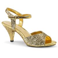 BELLE-309G chice Fabulicious Damen Sandaletten gold Glitter mit Lederinnensohle