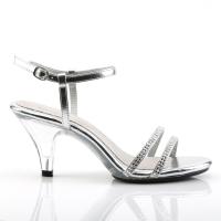 Sale BELLE-316 Fabulicious Damen Slingback Sandaletten silber Metallic mit Strass 36
