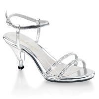 BELLE-316 Fabulicious slingback sandal silver metallic clear with rhinestones