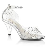 BELLE-330RS Fabulicious Plateau transparente Peep Toe Riemchen Sandaletten Strass