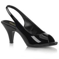 BELLE-368 Fabulicious elegante Damen Peep Toe Slingback Pumps schwarz Lack