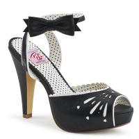 BETTIE-01 Pin Up Couture Plateau Riemchen Peep Toe High-Heels Sandalette schwarz Lederoptik Schleife Cutouts