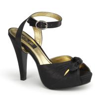 BETTIE-04 Pin Up Couture Peep Toe Plateausandalette High-Heels schwarz Satin