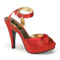 Sale BETTIE-04 Pin Up Couture elegante Peep Toe Plateausandalette High-Heels rot Satin 38