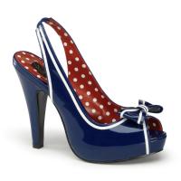 BETTIE-05 Pin Up Couture peep toe slingback high heels sandal bow navy blau patent