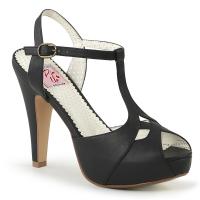 Sale BETTIE-23 Pin Up Couture Plateau T-Riemchen High-Heels Sandalette schwarz Lederoptik 35