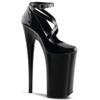 BEYOND-087 Pleaser Skyscraper High-Heels Plateau Riemchenpumps schwarz Lack