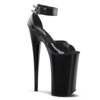 BEYOND-089 Pleaser Skyscraper High-Heels d'Orsay Plateausandaletten schwarz Lack