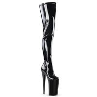 Sale BEYOND-4000 Pleaser High-Heels Crotch Overkneestiefel schwarz Stretchlack 41