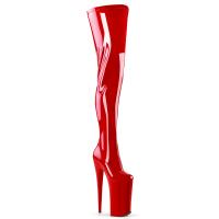 BEYOND-4000 sexy Pleaser Damen High-Heels Crotch Overkneestiefel rot Stretchlack