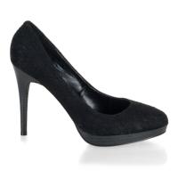 Auktion BLISS-30-2 Pin Up Couture Damen High Heels Plateaupumps schwarz Satin Spitze 37