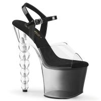 BLISS-708-1BC Pleaser High Heels Plateausandaletten Perlanabsatz klar schwarz