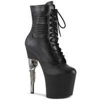 BONDGIRL-1020PK Pleaser vegan platform high heels ankle boot gun heel black matte