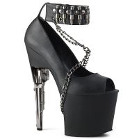 BONDGIRL-783 Pleaser ladies high heels peep toe pumps ankle cuff black matte