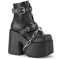 Sale CAMEL-205 DemoniaCult vegan platform ankle boot metal padlock chain black matte 40