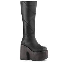 Auktion CAMEL-280 Damenia vegane Damen kniehohe Plateaustiefel Patchwork schwarz Lederoptik 37