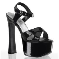 CANDY-40 Devious Damen High Heels Plateausandaletten gekreuzte Riemen schwarz Lack