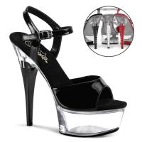 CAPTIVA-609 Pleaser high heels platform sandale rhinstones black patent clear