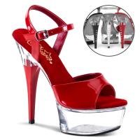 CAPTIVA-609 Pleaser high heels platform sandale rhinstones red patent clear