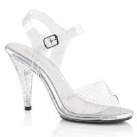 CARESS-408MMG Fabulicious Damen High-Heels Sandaletten klar mit Miniglitter rundum