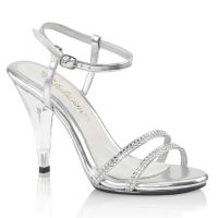CARESS-416 Fabulicious High-Heels Sandaletten silber Metallic mit Strassriemchen