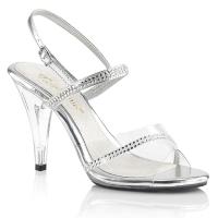 CARESS-439 Fabulicious High-Heels Sandaletten klar silber Metallic mit Strassreihen