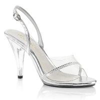 CARESS-456 Fabulicious High-Heels Sling Sandaletten klar silber Metallic Strass