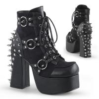 CHARADE-100 DemoniaCult Gothic High-Heels Plateaustiefeletten schwarz Spikes und Nieten