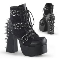 Sale CHARADE-100 DemoniaCult Gothic High-Heels Plateaustiefeletten schwarz Spikes und Nieten 39