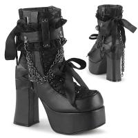 CHARADE-110 DemoniaCult Gothic High-Heels Plateaustiefeletten schwarz Spitze Ketten