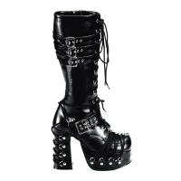 Sale CHARADE-206 DemoniaCult high heels platform knee high boot black corset style lace up 38
