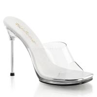 CHIC-01 Fabulicious High-Heels Pantoletten klar mit Lederinnensohle und Metallabsatz