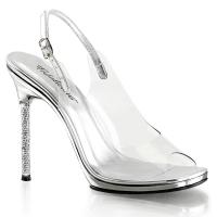 CHIC-18 Fabulicious High-Heels Peep-Toe Slingback Sandaletten klar mit Strassdekor