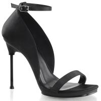 CHIC-35 Fabulicious Damen Stiletto High Heels Riemchen Sandaletten schwarz Satin Matt