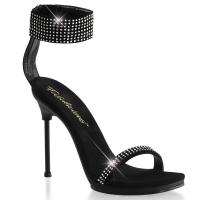 CHIC-40 sexy Fabulicious High-Heels Sandaletten schwarz Nubuckoptik mit Strass