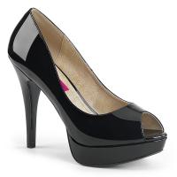 Auktion CHLOE-01 elegante Pleaser Damen High-Heels Peep-Toe Plateaupumps schwarz Lack 40