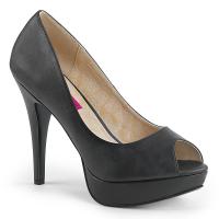 CHLOE-01 chice Pleaser Damen High-Heels Peep-Toe Plateaupumps schwarz Lederoptik