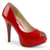 CHLOE-01 elegante Pleaser Damen High-Heels Peep-Toe Plateaupumps rot Lack