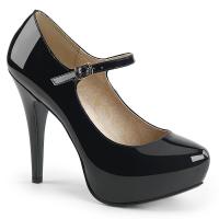 Auktion CHLOE-02 Pleaser Damen High-Heels Mary Jane Plateaupumps schwarz Lack 42
