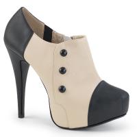 CHLOE-11 Pleaser High-Heels Oxford Plateaupumps schwarz creme Lederoptik
