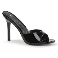 Sale CLASSIQUE-01 Pleaser Damen High-Heels Pantoletten schwarz Lack Übergröße 46