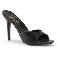 CLASSIQUE-01 Pleaser Damen High-Heels Peep Toe Pantoletten schwarz Lederoptik